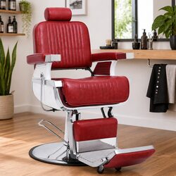 Barber Chair Red Salon Furniture Hairdressing Reclining Seat Adjustable Headrest