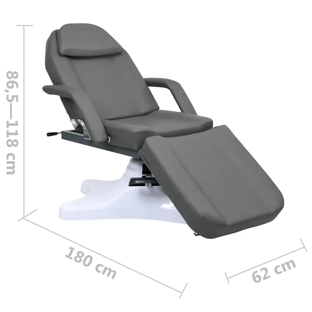 Adjustable Massage Table Rotating Backrest Footrest Grey PVC 180x62x86.5 to 118cm