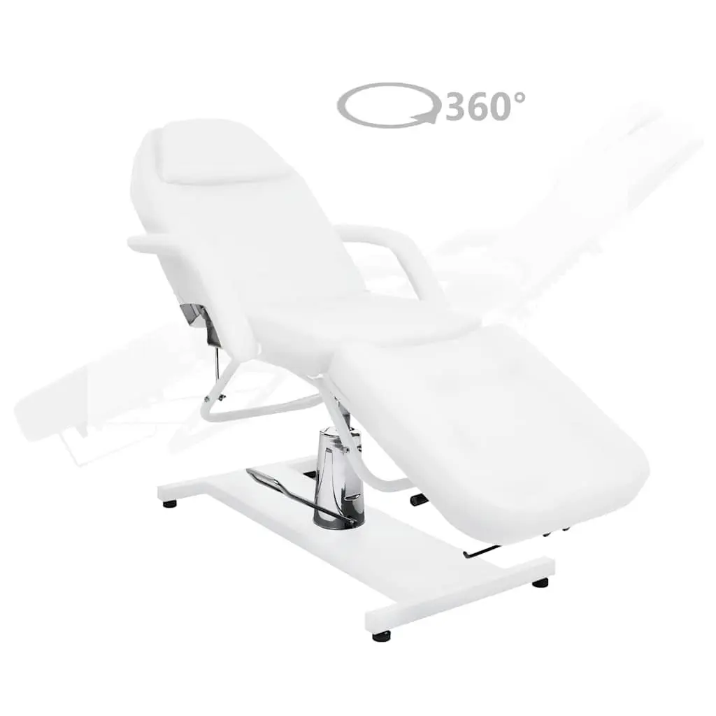 Massage Table Adjustable 180x62cm White PVC Cushions Iron Base