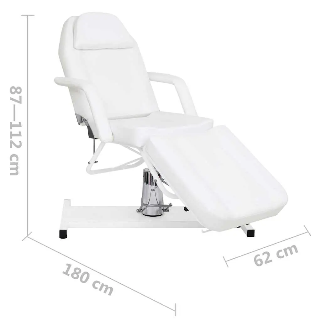Massage Table Adjustable 180x62cm White PVC Cushions Iron Base