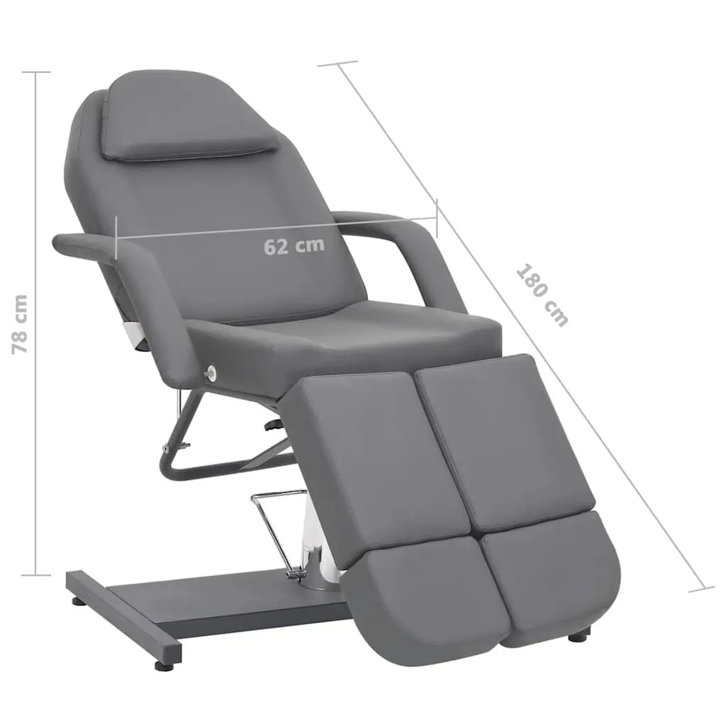 Beauty Treatment Chair Grey Faux Leather Adjustable Backrest for Salon Massage Tattoo Spa