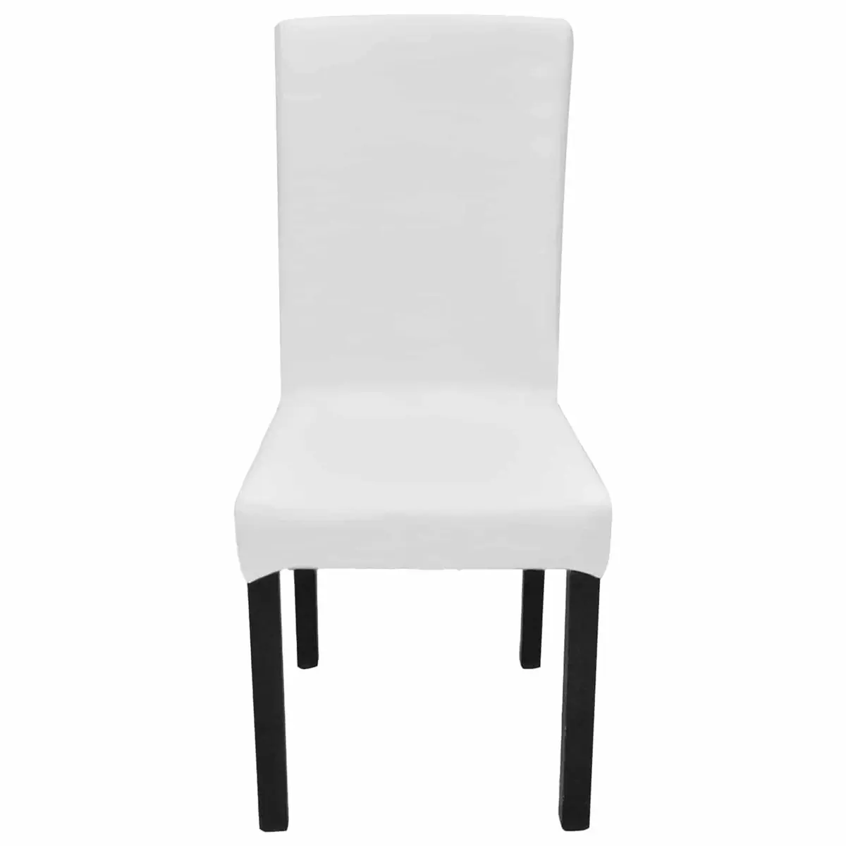 Stretchable Chair Covers White Straight Slipcovers Set of 6 Washable