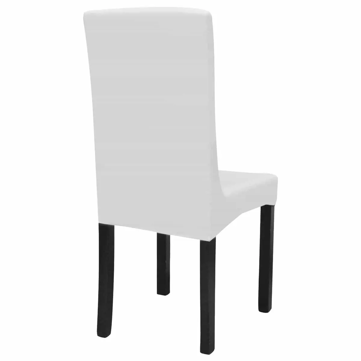 Stretchable Chair Covers White Straight Slipcovers Set of 6 Washable