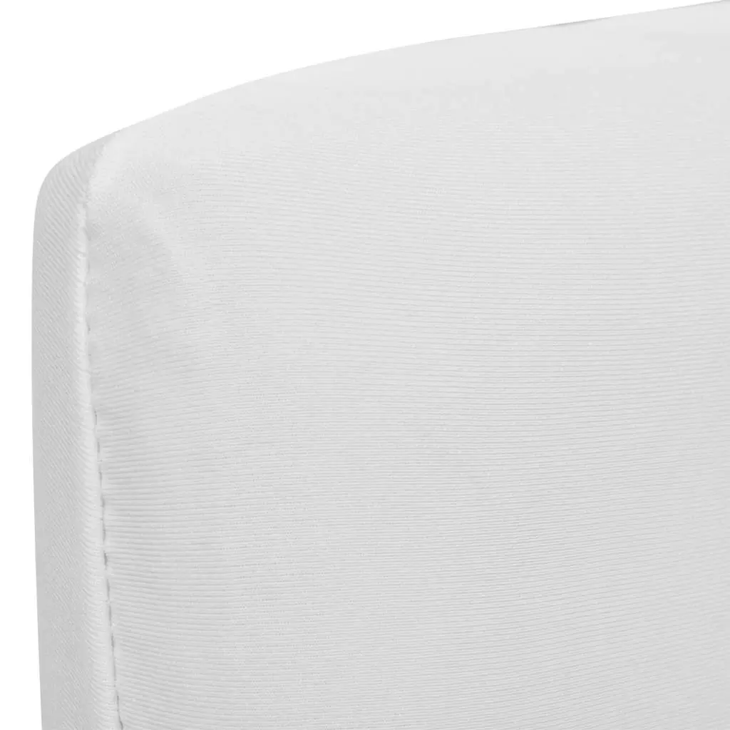 Stretchable Chair Covers White Straight Slipcovers Set of 6 Washable
