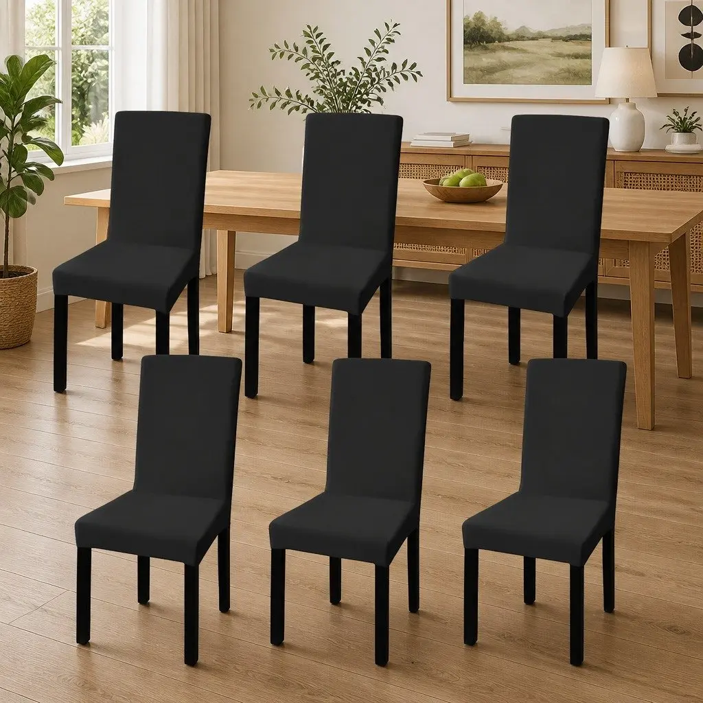 Black Chair Covers for Home and Hospitality (6 Pack)