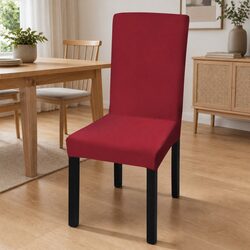 Practical 6-Piece Chair Cover Set in Bordeaux Red