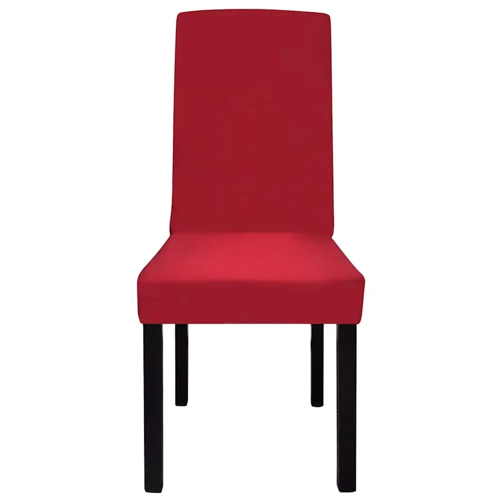 Chair Covers Stretch Slipcover Set 6 Piece Bordeaux Red Soft Wrinkle Resistant Universal Fit