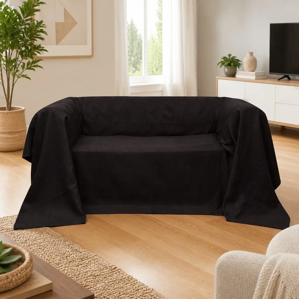 suede Couch Slipcover Brown Furniture Protector 210 x 280 cm Sofa Cover