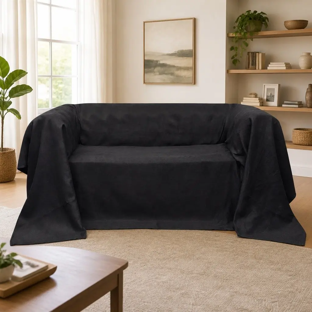 suede Couch Slipcover Anthracite 270 x 350 cm Furniture Protector Cover