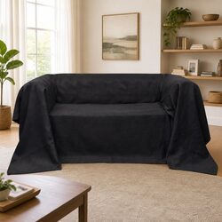 suede Couch Slipcover Anthracite 270 x 350 cm Furniture Protector Cover