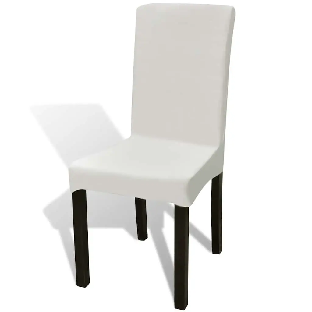Soft Wrinkle Resistant Stretchable Chair Cover Set 4 Pieces Cream Fabric