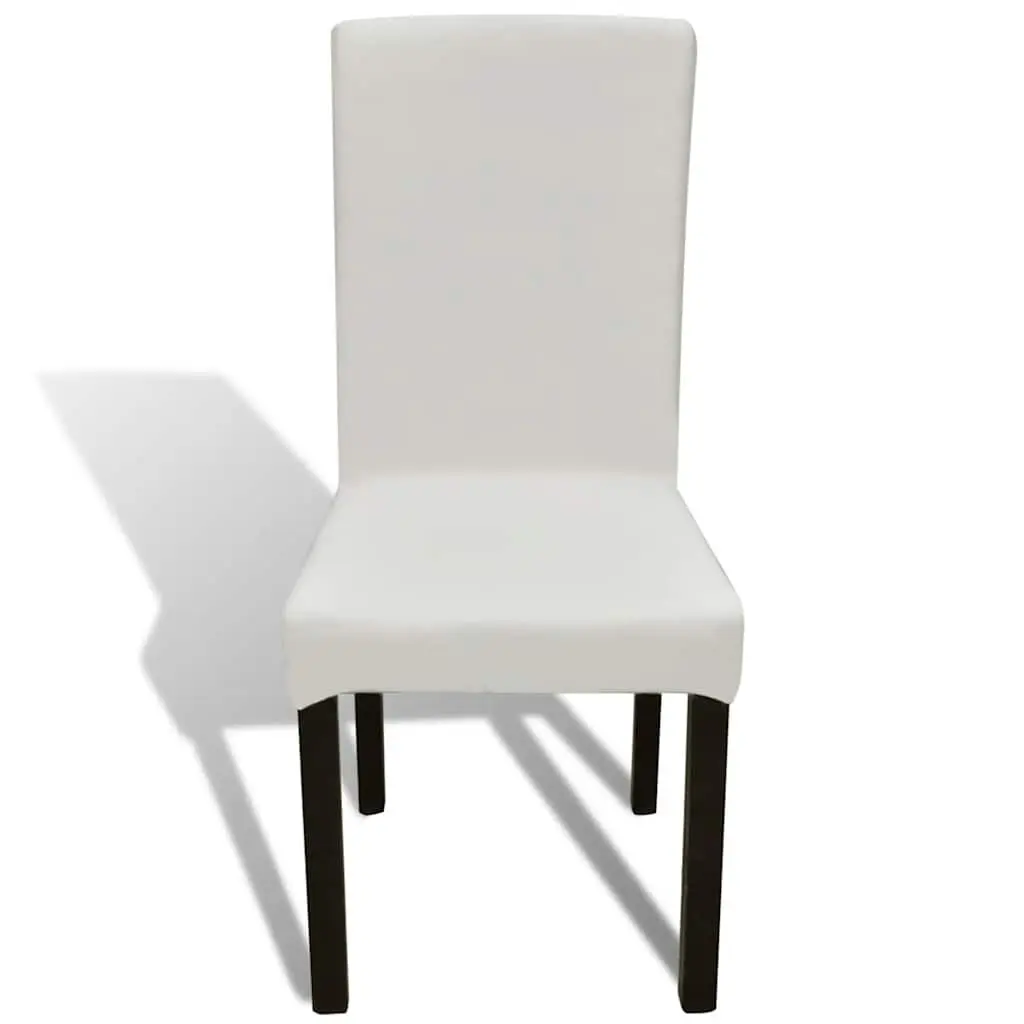 Soft Wrinkle Resistant Stretchable Chair Cover Set 4 Pieces Cream Fabric