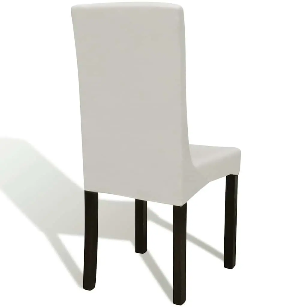 Soft Wrinkle Resistant Stretchable Chair Cover Set 4 Pieces Cream Fabric
