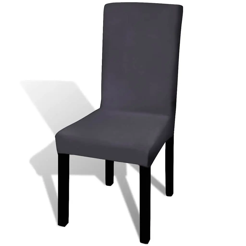 Stretchable Chair Cover Set Soft 6 Pieces Anthracite Wrinkle Resistant