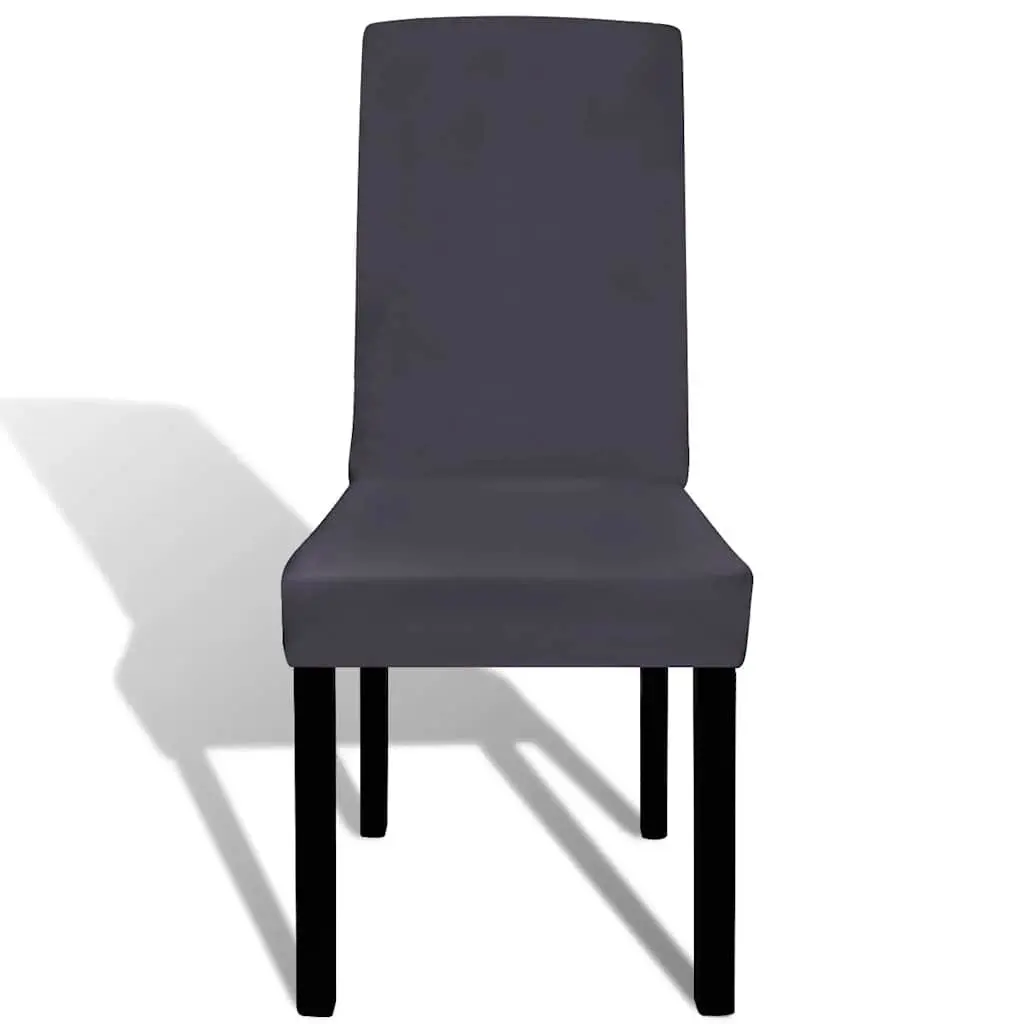 Stretchable Chair Cover Set Soft 6 Pieces Anthracite Wrinkle Resistant