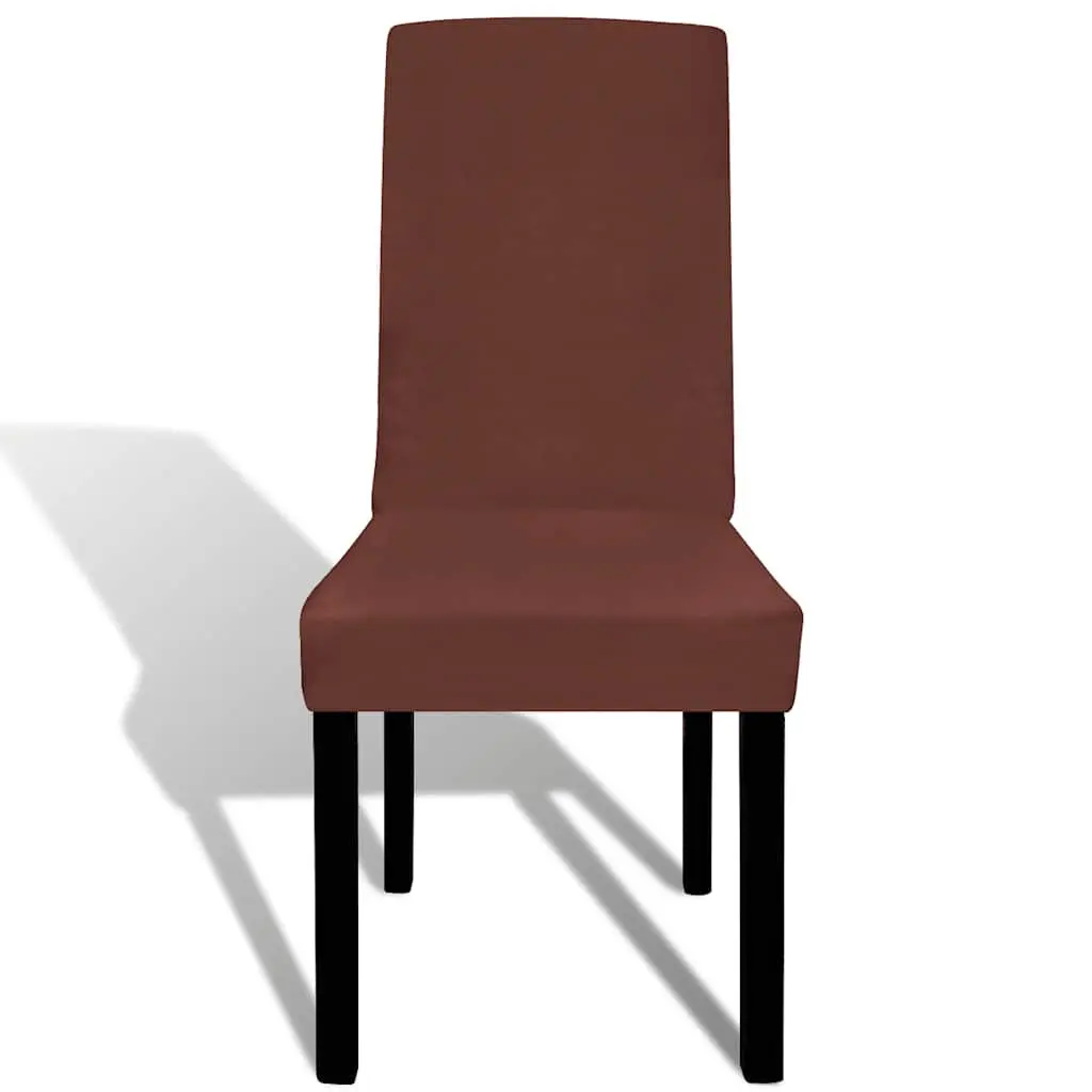 Stretchable Slipcovers Soft Fabric Brown 6 Pieces Wrinkle Resistant Chair Covers