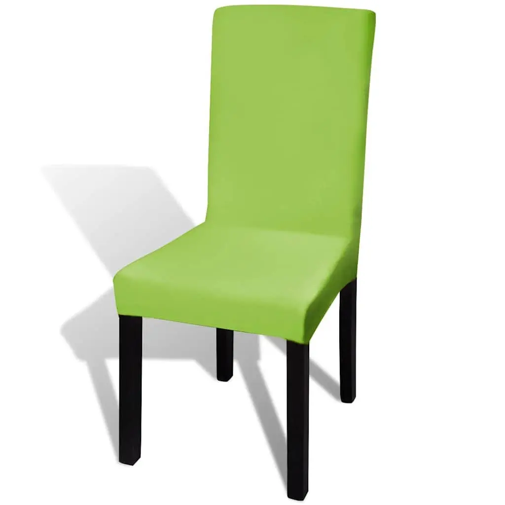 Stretchable Chair Cover Soft Green Fabric 6 Pieces Wrinkle Resistant