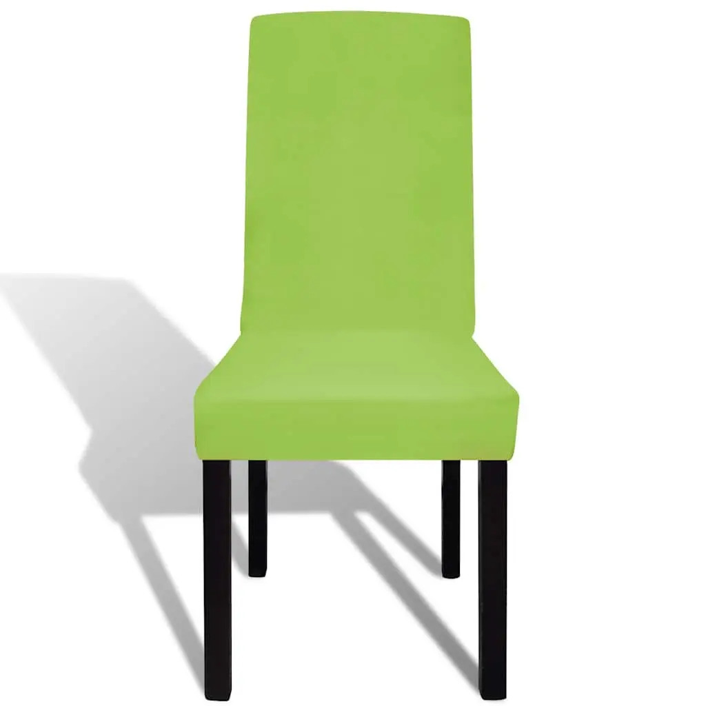 Stretchable Chair Cover Soft Green Fabric 6 Pieces Wrinkle Resistant