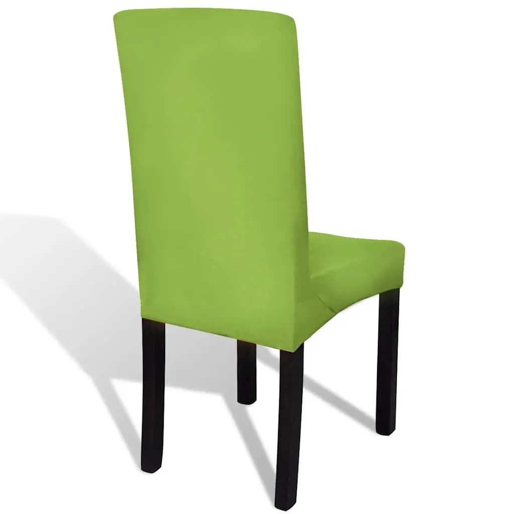 Stretchable Chair Cover Soft Green Fabric 6 Pieces Wrinkle Resistant