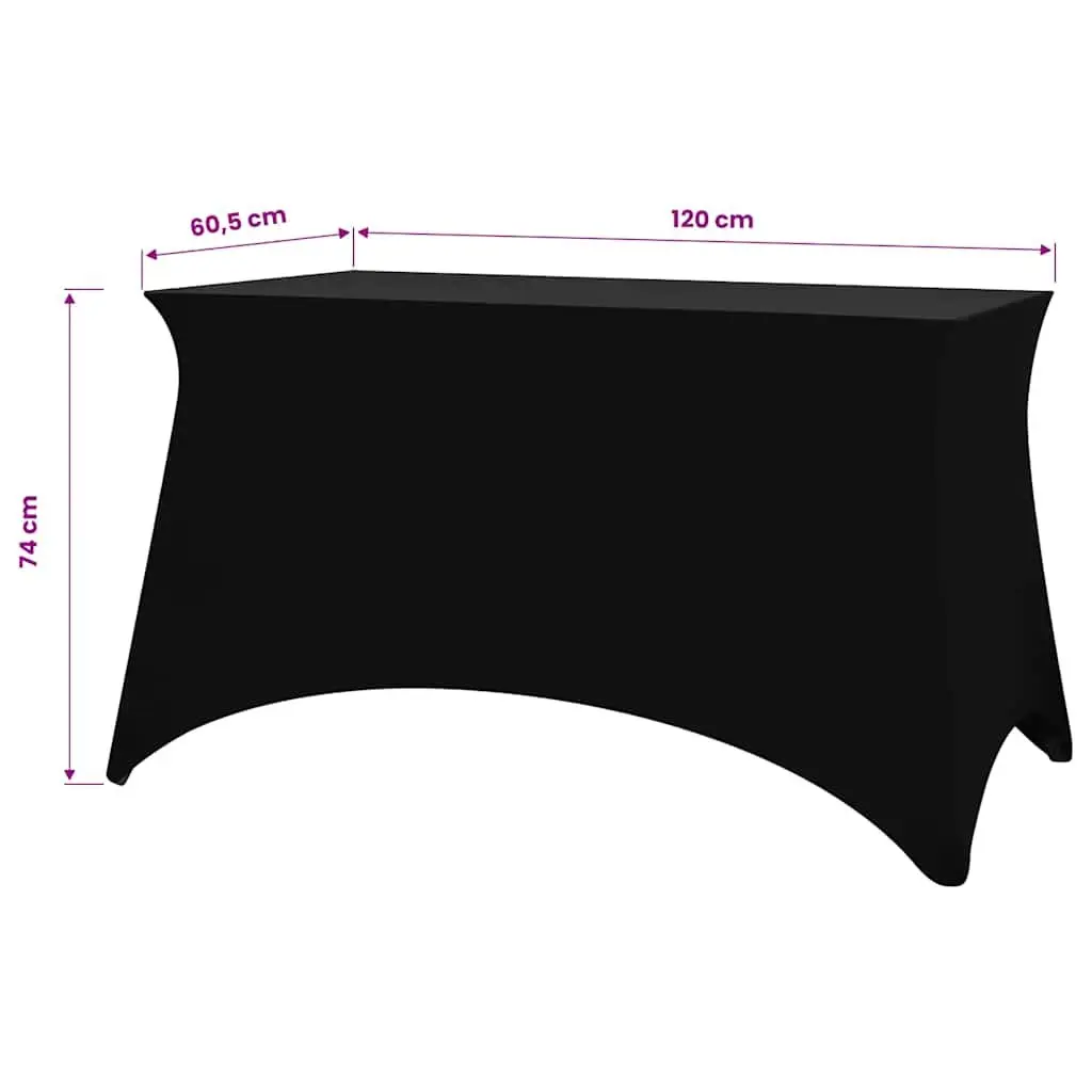 Rectangular Table Slipcovers 2 Pieces Stretch Fabric 120x60.5x74cm Black
