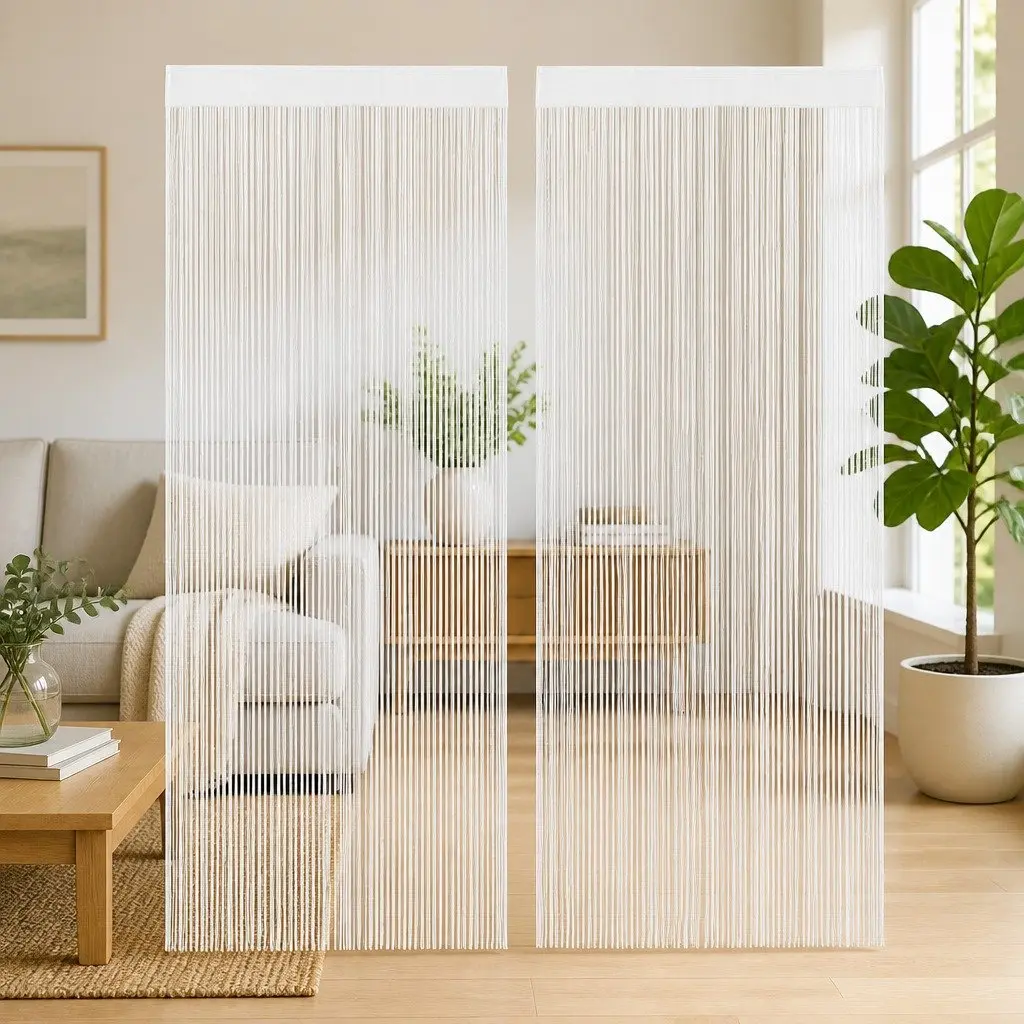 White String Curtains 2 Pack for Home Use 100x250 cm
