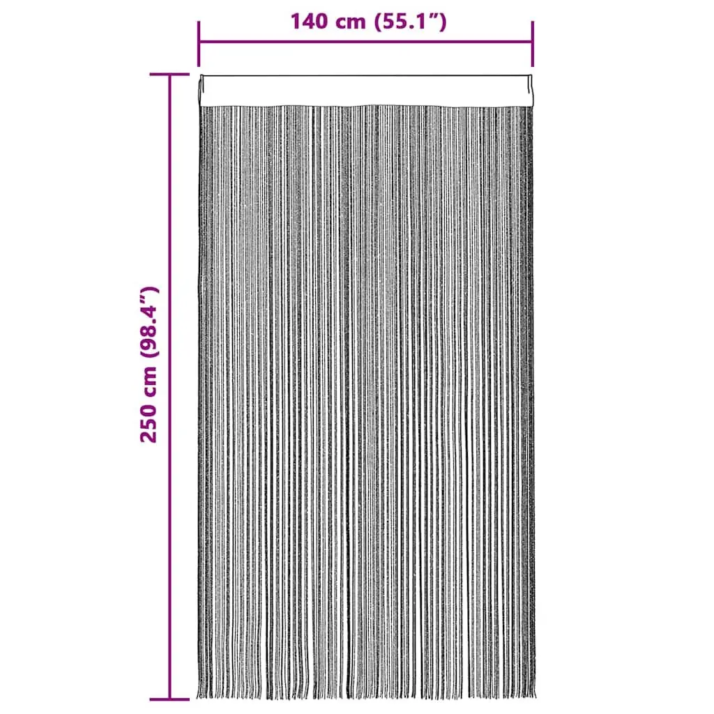String Curtains Polyester Fabric 140x250 cm White 2 Piece Room Divider