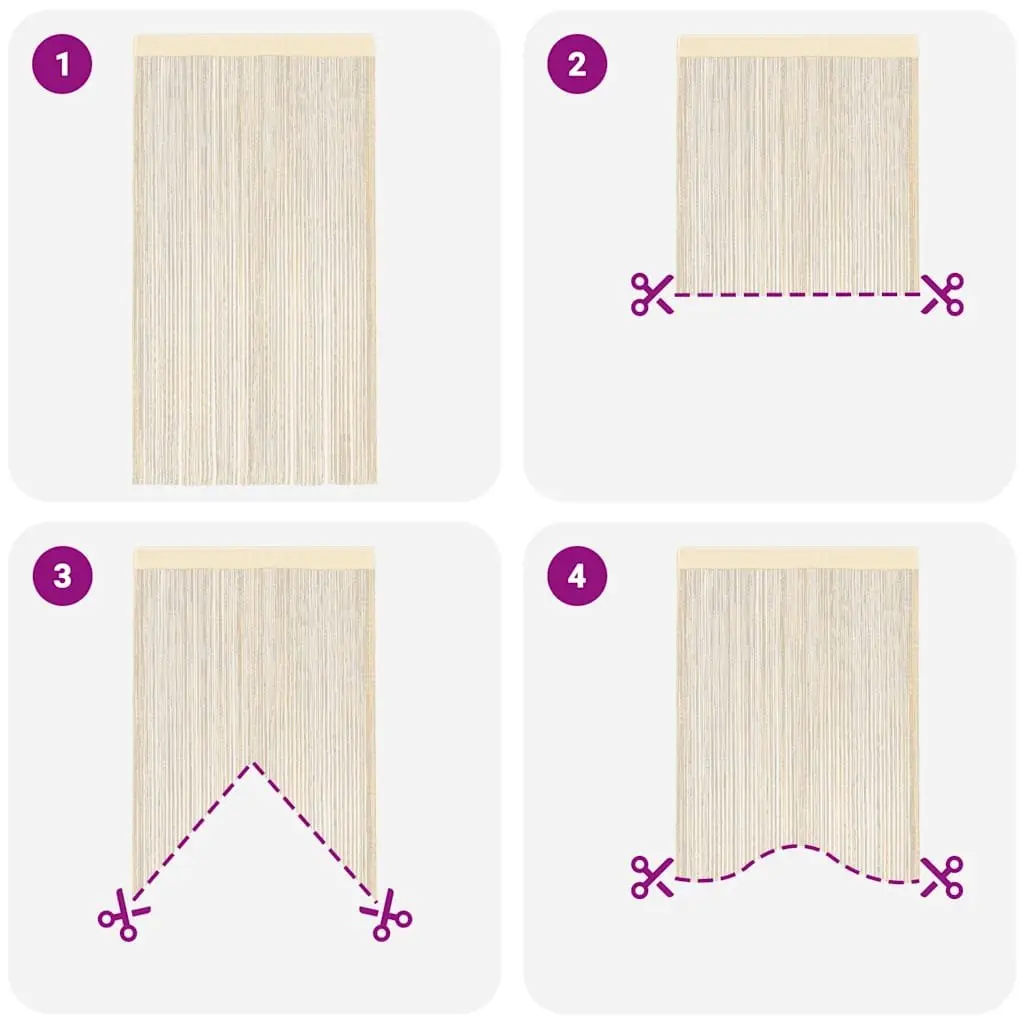 String Curtains 2 pcs 140x250 cm Cream Room Divider Door Window Panel Decor