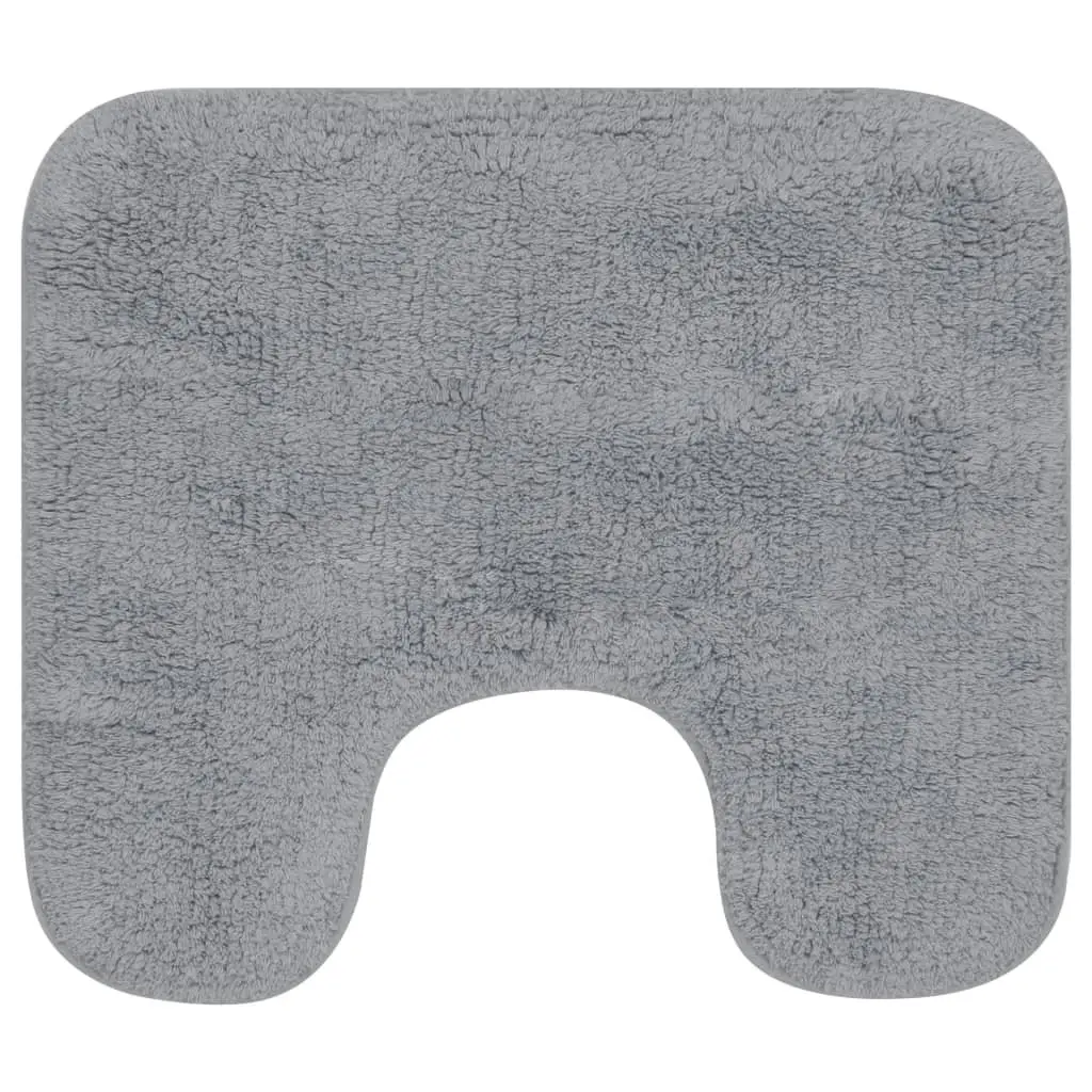 Grey Non-Slip Water Absorbent Cotton Bathroom Mat Set 2 Piece Floor Rug