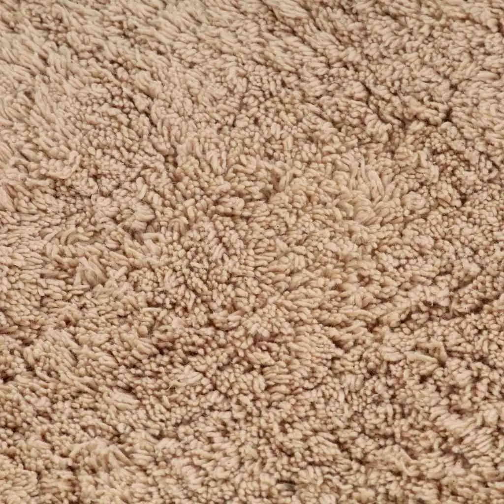 Bathroom Mat Set Cotton 2 Pieces Non-Slip Bath Floor Pedestal Rugs Beige