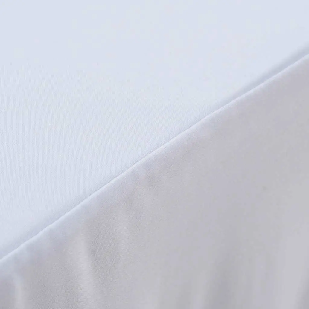 Stretch Table Cover with Fitted Skirt for Home Use 183x76x74 cm White 2 Pack