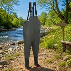 Green Chest Wading Pants with Boots for Fishing Size 38