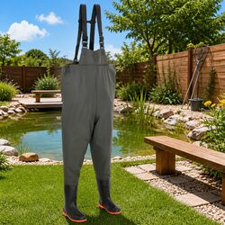 Chest Wader Pants with Boots for Fishing Adventures, Green Size 43
