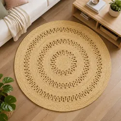Handmade Braided Jute Area Rug 90cm Brown Natural Fiber Carpet Home Decor