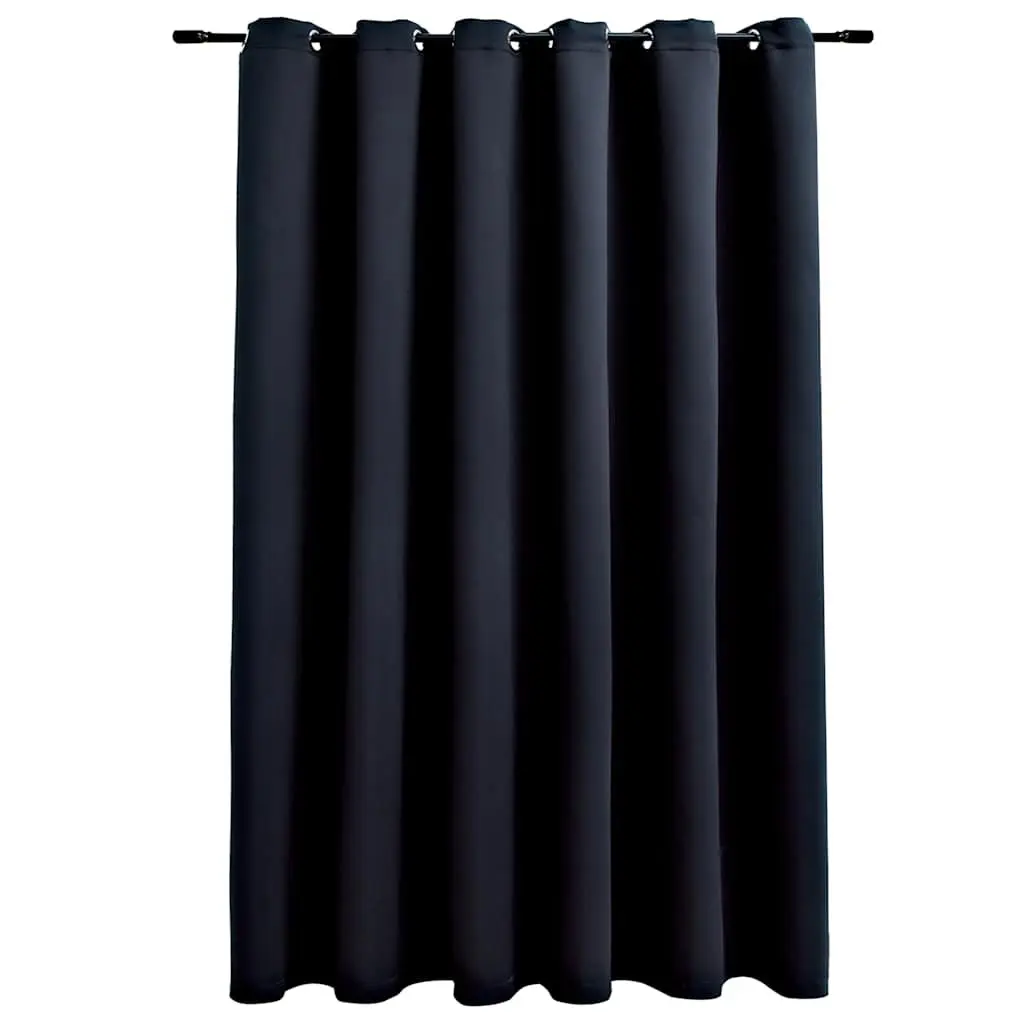 Blackout Curtain Polyester 290x245cm Black with Metal Rings