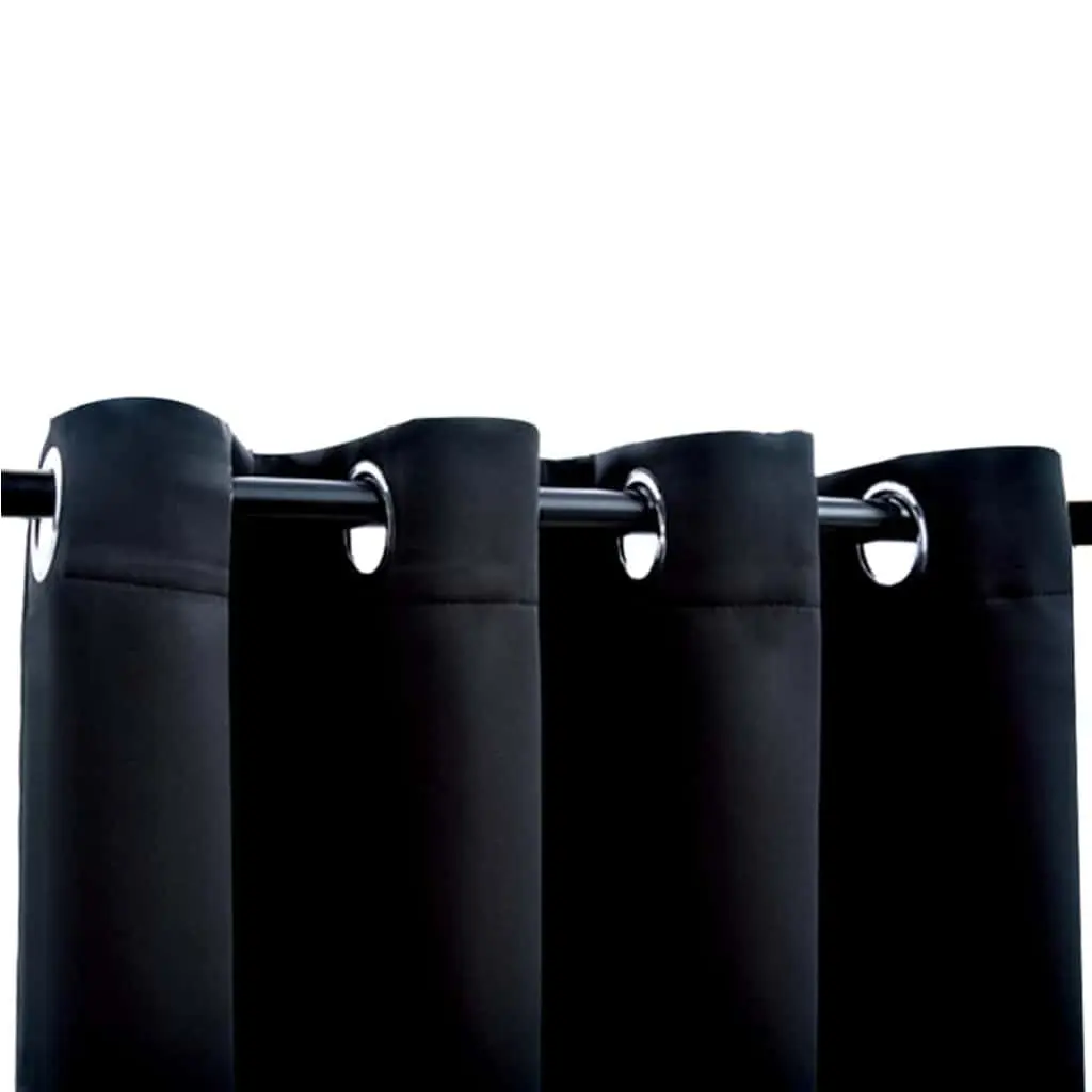 Blackout Curtain Polyester 290x245cm Black with Metal Rings