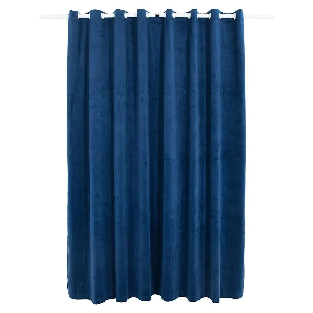 Blackout Velvet Curtain with Metal Rings Dark Blue Window Treatment Home Decor