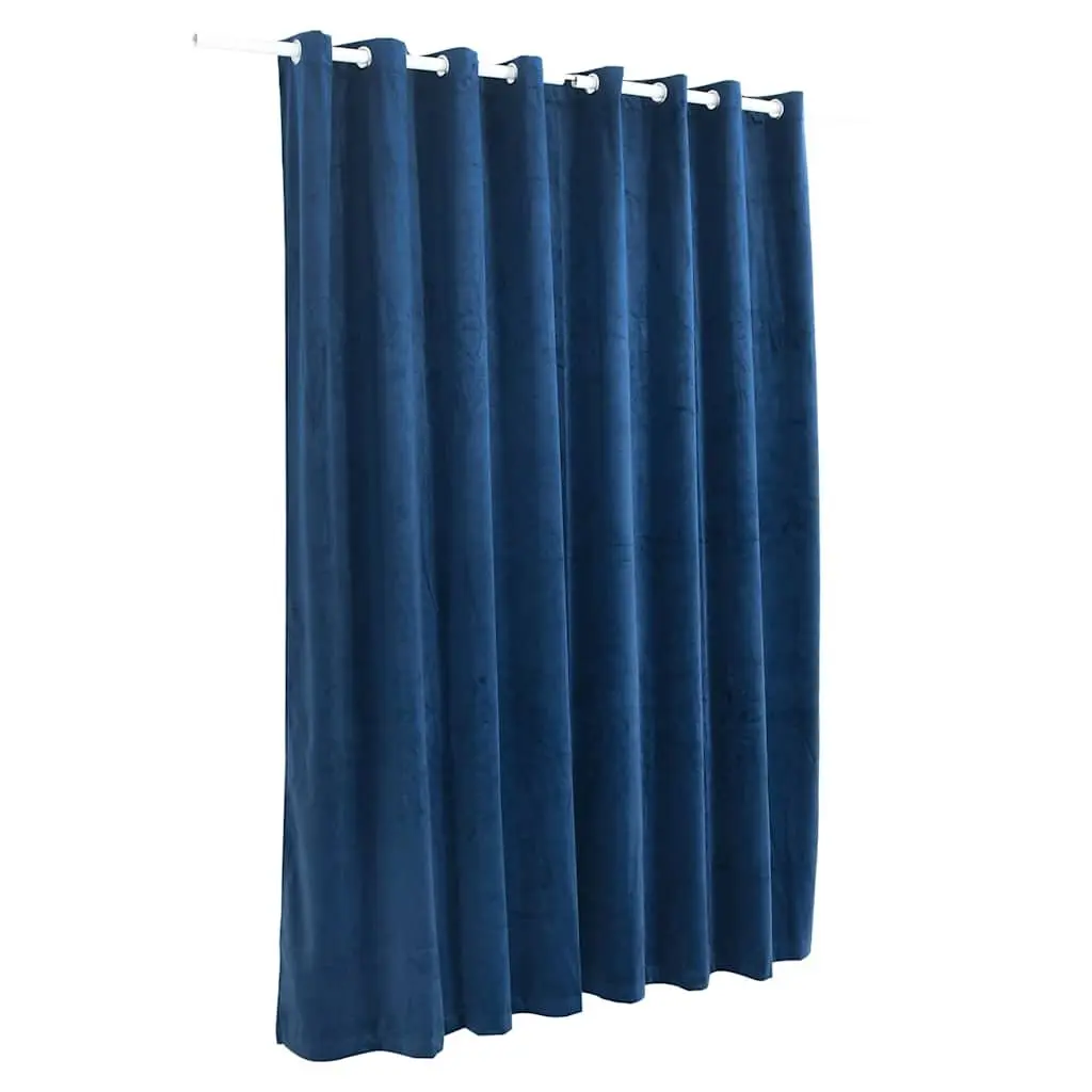 Blackout Velvet Curtain with Metal Rings Dark Blue Window Treatment Home Decor