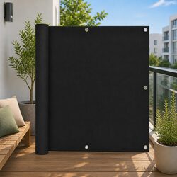 Functional Black Balcony Screen 90x400 cm Privacy Shade