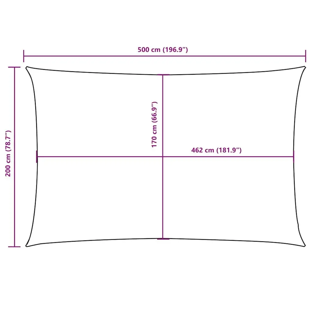 2x5 m Rectangular Sunshade Sail for Gardens and Patios
