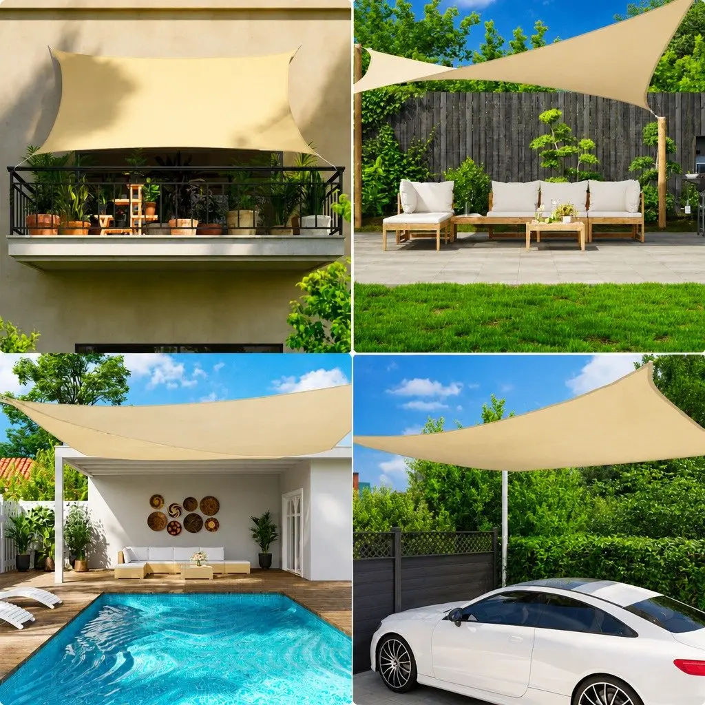 Sunshade Sail PU Coated Oxford Fabric 2.5x5m White