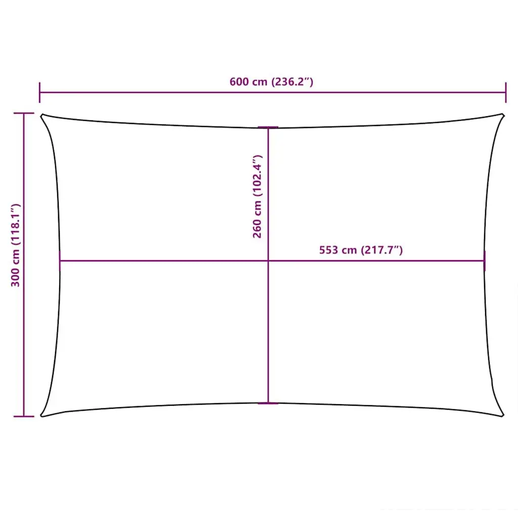 Rectangular Sunshade Sail Outdoor Garden Patio 3x6m White PU Coated Oxford Fabric Mould Resistant