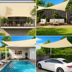 Rectangular Sunshade Sail 2x2.5m Oxford Fabric Garden Outdoor Patio Shade Black