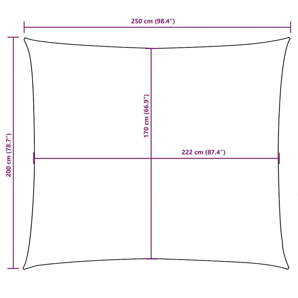Rectangular Black Sunshade Sail 2x2.5m Mould and UV Resistant Oxford Fabric for Garden Outdoor Patio