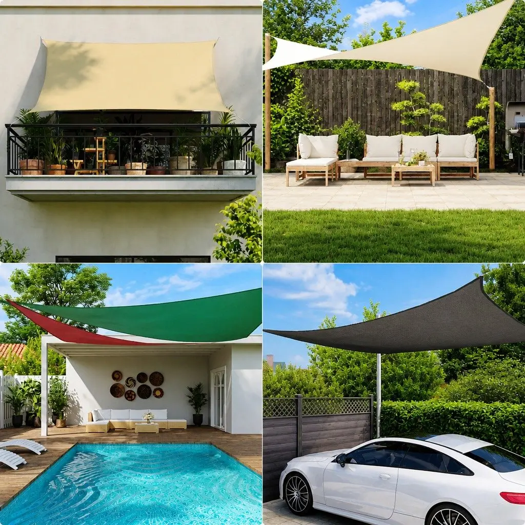 Rectangular Shade Sail Black PU Coated Oxford Fabric 4x5m Outdoor Garden Patio Cover