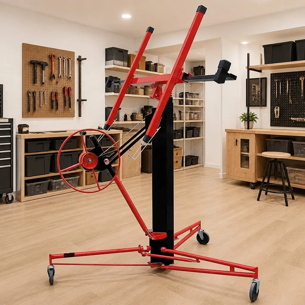 Drywall Lifter Tool Heavy Duty Adjustable Height Wheeled Mobile for Easy Installation