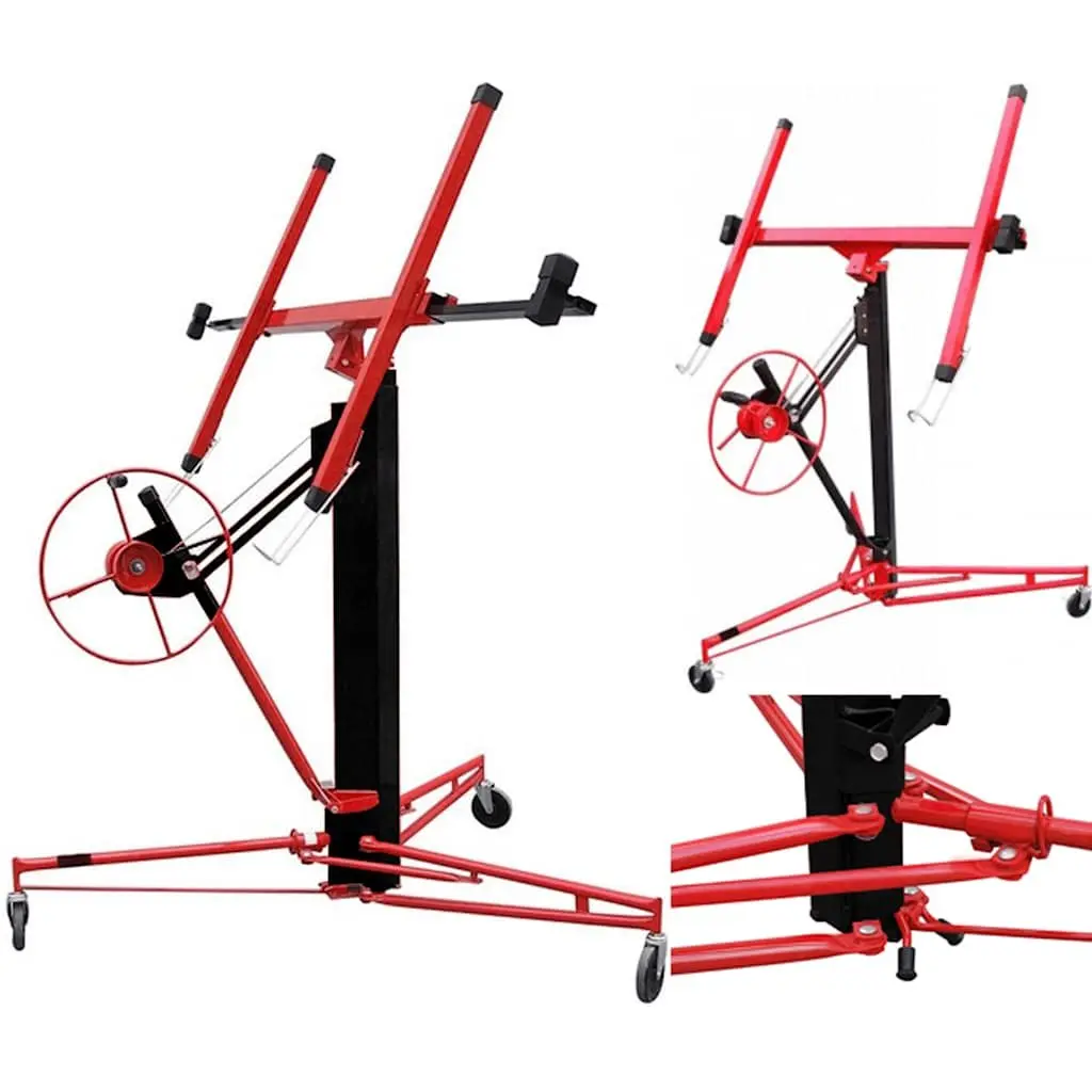 Drywall Lifter Tool Heavy Duty Adjustable Height Wheeled Mobile for Easy Installation