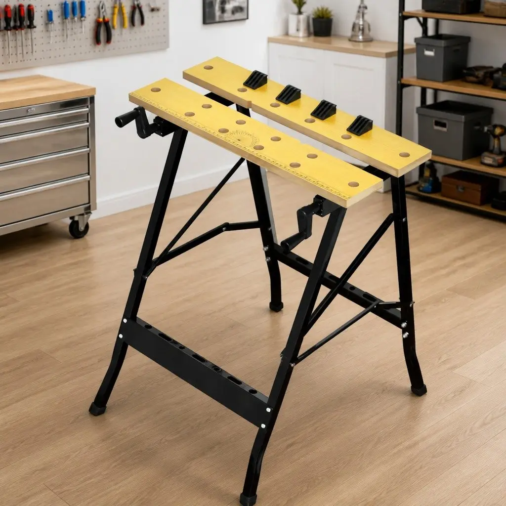 Yellow Foldable Workbench for Home Projects