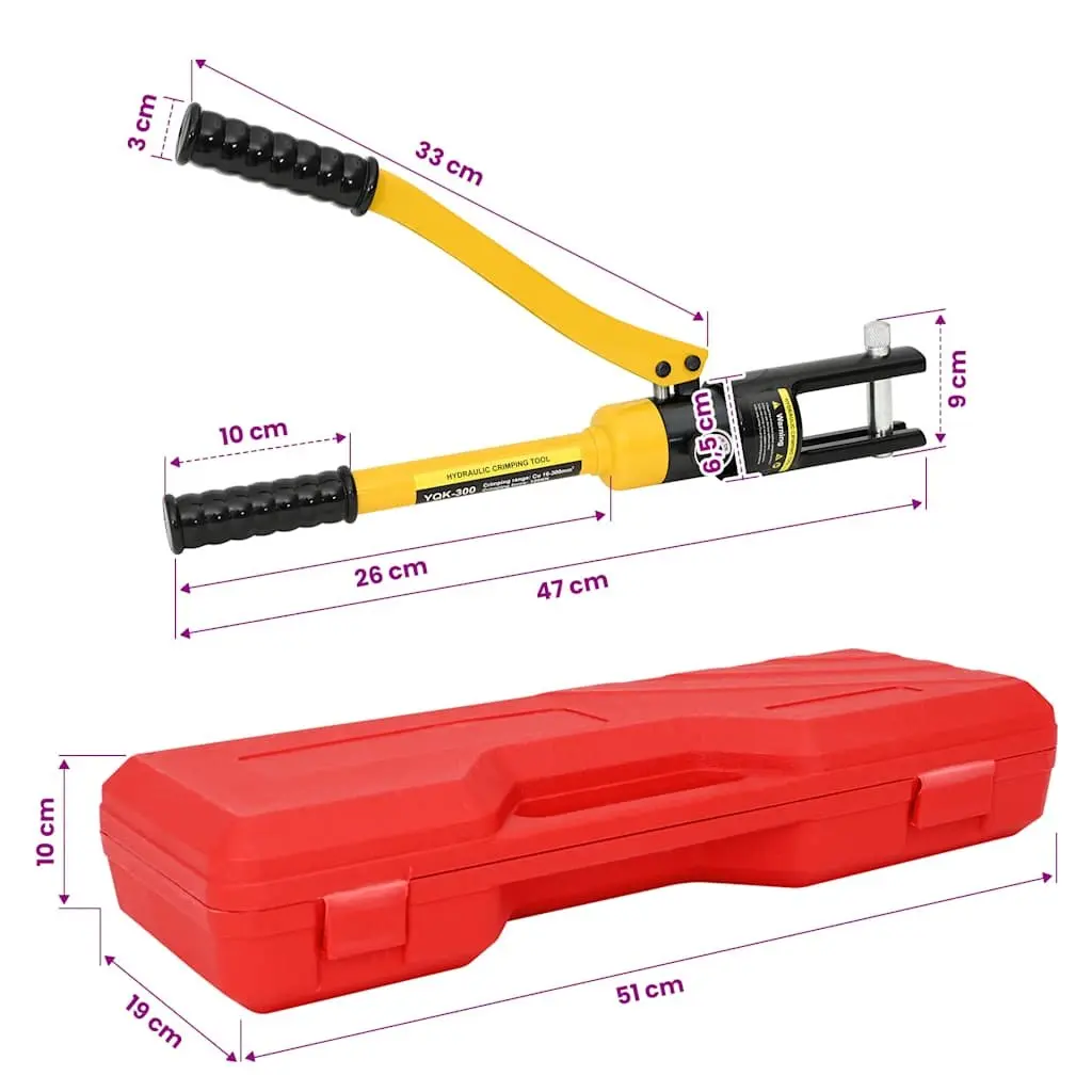 Hydraulic Crimping Tool 10-300mm² Red 360° Rotating Head Pliers
