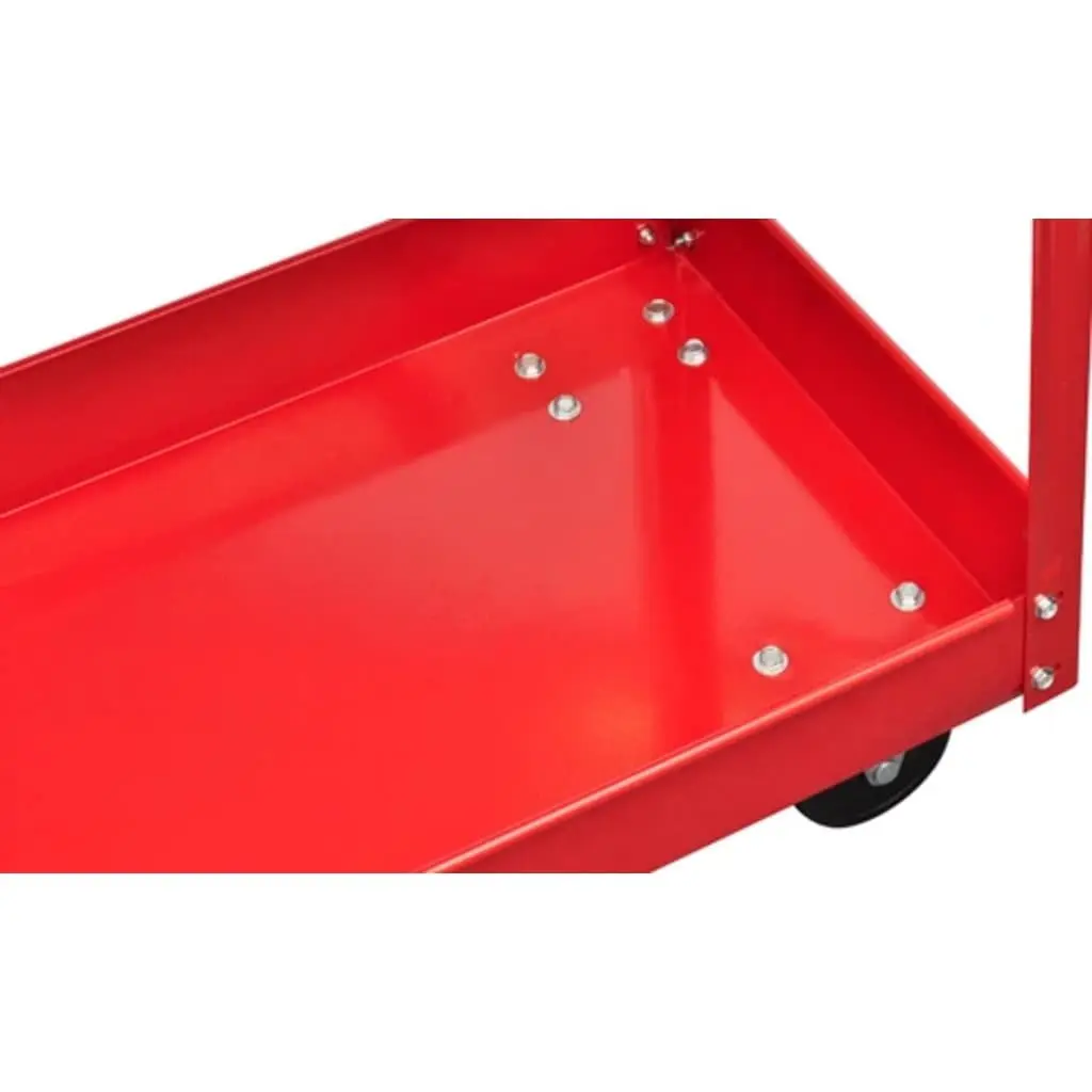 Workshop Tool Trolley Lacquered Steel 2 Shelves 100kg Capacity Red