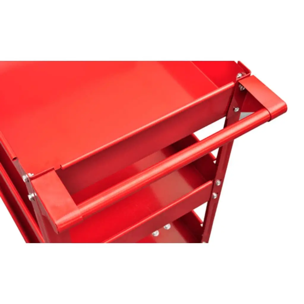 Tool Trolley Lacquered Steel 3 Shelf Multicolour Garage Organiser 100kg Capacity
